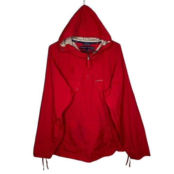 Vintage Tommy Hilfiger Windbreaker 1/4 Zip Hooded Pullover Large - Picture 1 of 6